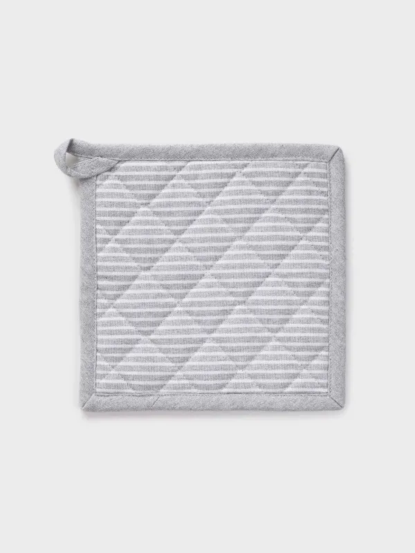 Прихватка, 20x20 см, хлопок, квадратная, светло-серая, Полосы, Stripe kitchen, image-0