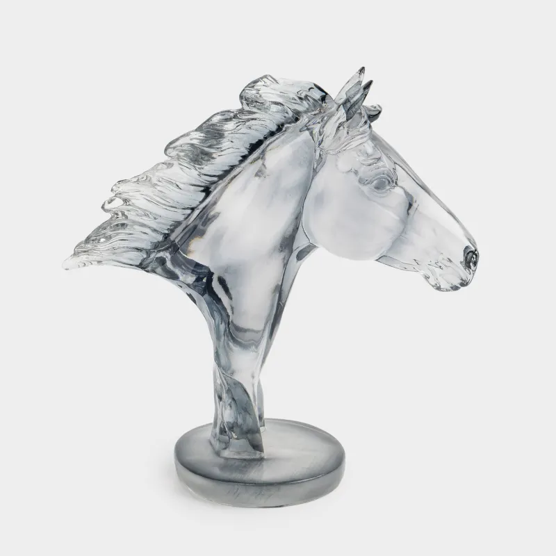 Статуэтка, 22 см, полирезин, серая, Голова лошади, Horse color