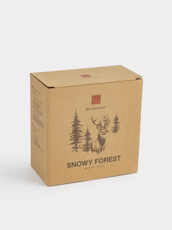 Салатник, 15x8 см, керамика R, коричнево-бежевый, Олень в лесу, Snowy forest, image-5