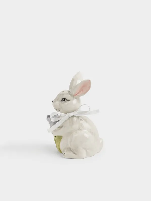Емкость для соли или перца, 10 см, керамика D, серая, Кролик с цветком, Easter, image-4