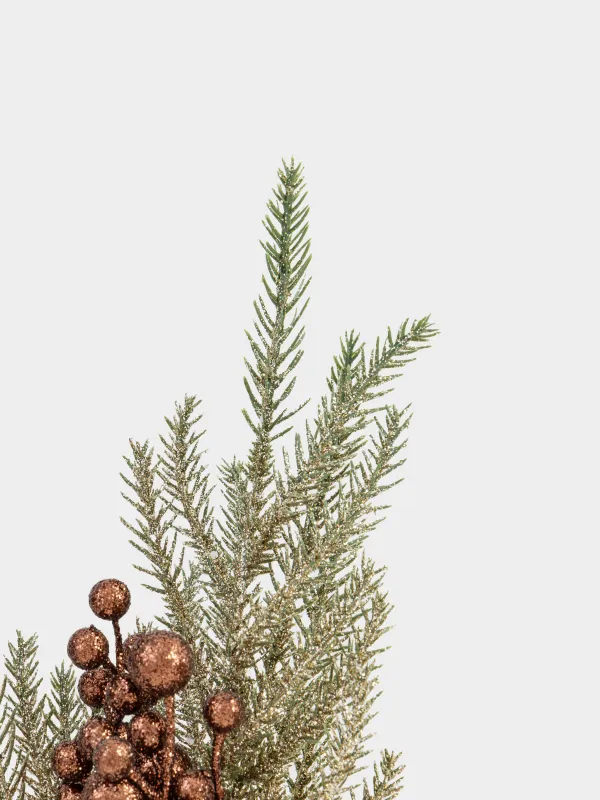 Сәндік бұтақ, 60 см, пластик/пенопласт, шампан, Қылқан инелер мен жидектер, Conifer champagne, image-3