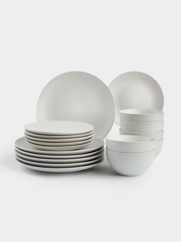 Сервиз обеденный, 6 перс, 18 пр, керамика, молочный, в крапинку, Particle, image-0