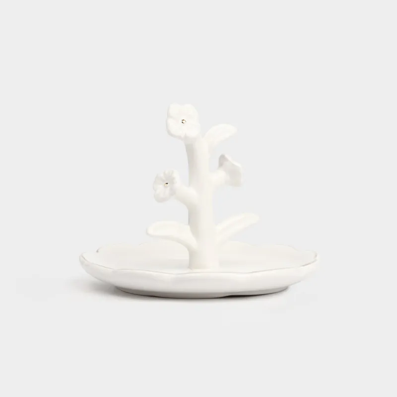 Держатель для украшений, 13х10 см, керамика D, молочно-золотистый, Цветы, Bloome