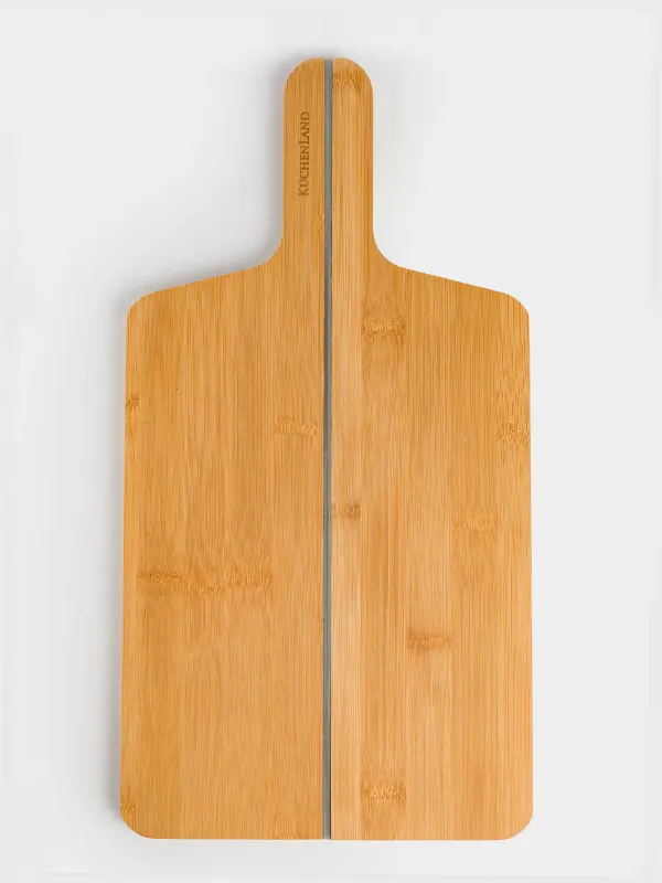 Кесу тақтасы, 40х21 см, жиналмалы, сабы бар, бамбук/силикон, тікбұрышты, Bamboo, image-0