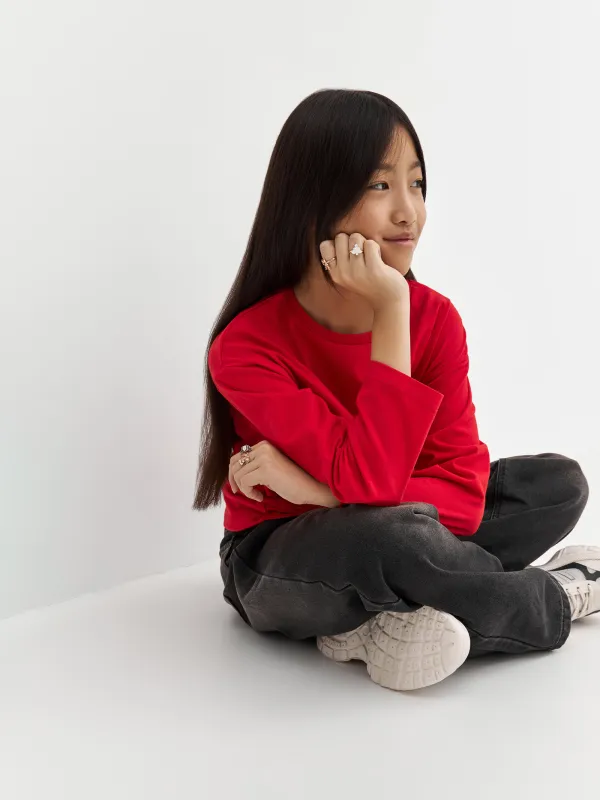 Балаларға арналған лонгслив, өлшемі 104 см, мақта, қызыл, Бұғы, Amelia, image-9