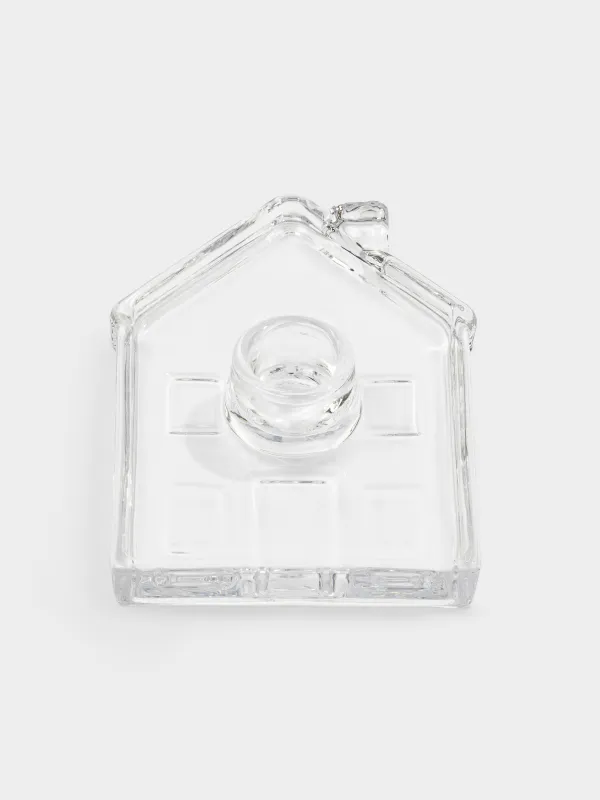 Шам ұстағыш, 14 см, жіңішке шамға арналған, шыны, House shape, image-1