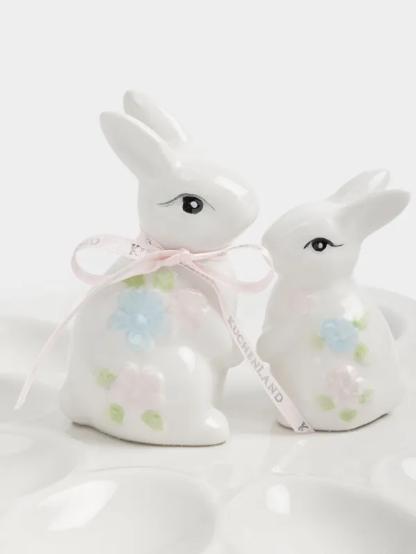 Блюдо пасхальное, 25х11 см, 10 отд, керамика D, молочное, Кролики с цветами, Rabbit bloome, image-2