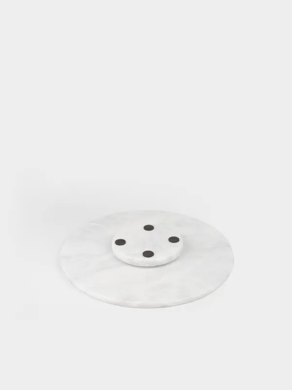 Дастархан жаю табағы, 30 см, айналмалы, мәрмәр, ақ, Marble, image-4