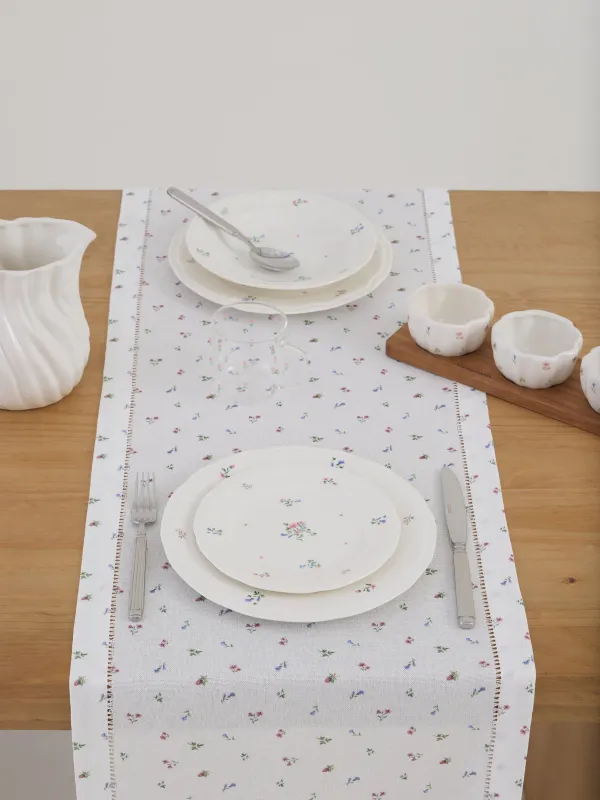 Үстел төсеніші, 40х160 см, полиэстер, сүт түстес, Гүлдер, Hemstitch floria, image-2