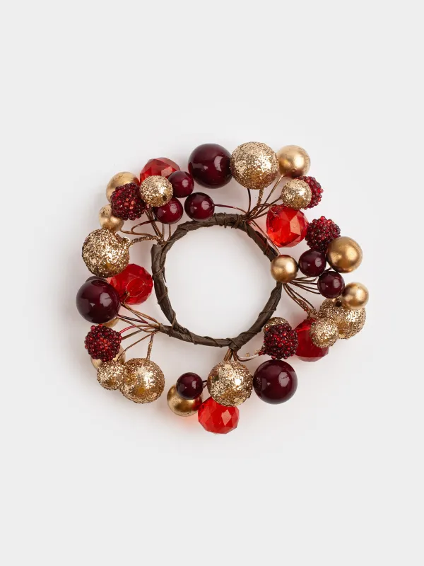 Майлық сақинасы, 5 см, пластик, қызыл және алтын, Рождестволық шарлар, Balls sparkle, image-0