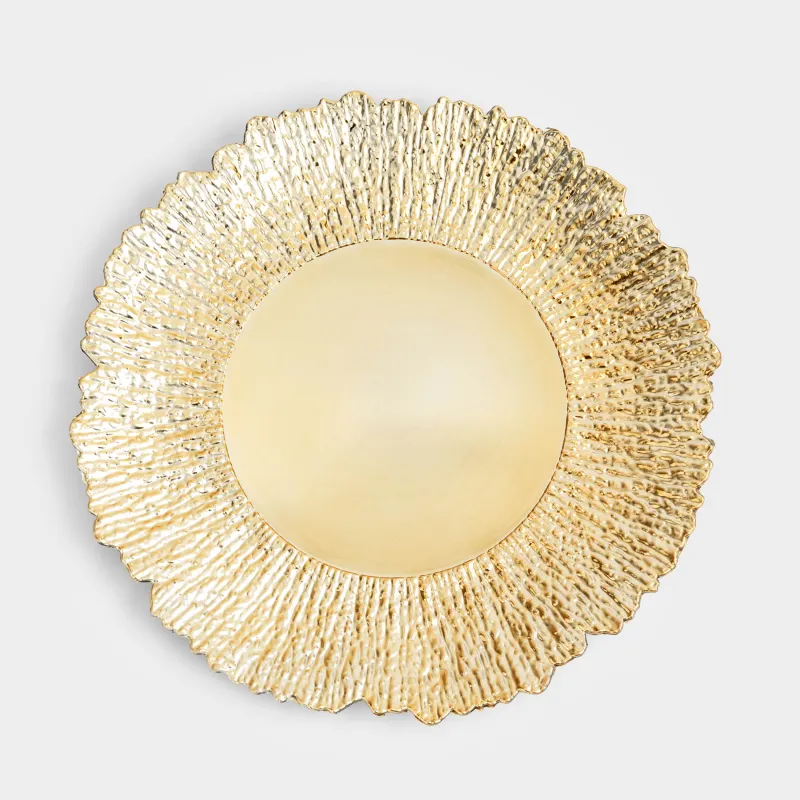 Сервистік тәрелке, 33 см, пластик, алтын, Мұз, plastic ice