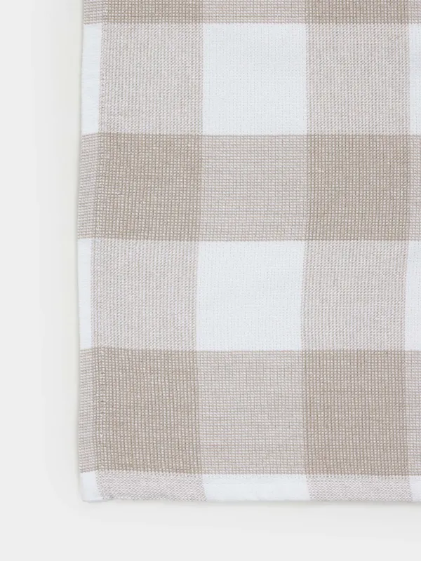 Полотенце кухонное, 40х60 см, хлопок, молочно-бежевое, Клетка, Cage pattern, image-4