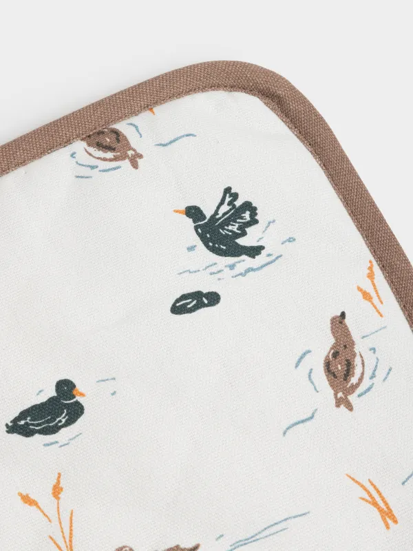 Ыдыс ұстағыш, 20х20 см, мақта, сүт түстес, Үйректер, Ducks in pond, image-2