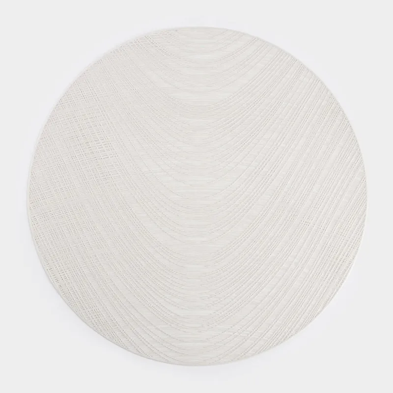 Салфетка под приборы, 38 см, ПВХ, круглая, молочная, Волны, Azhur Grid