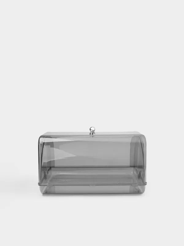 Хлебница, 30х26х17 см, пластик, прямоугольная, светло-серая, Grey kitchen, image-4