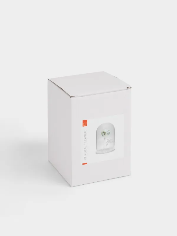 Мүсінше, 13 см, хрусталь шыны, Күмбездегі сары раушан, Crystal flower, image-3