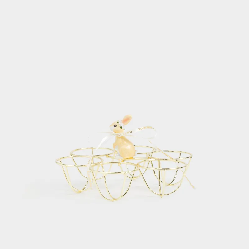 Подставка для яиц, 17х9 см, 6 отд, металл/полирезин, золотистая, Кролик, Twist gold