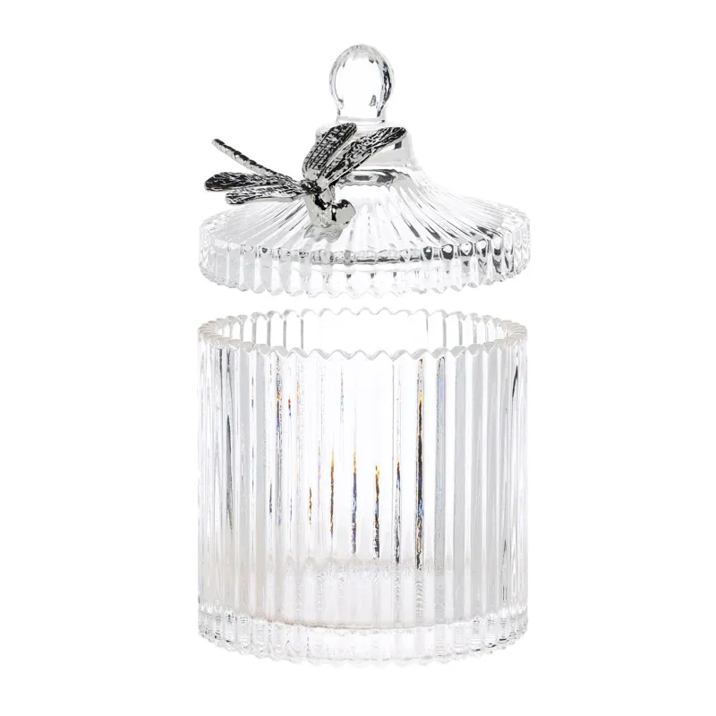 Кәмпит ыдысы, 17х10 см, қақпағы бар, шыны Р/металл, Күміс инелік, Selene, image-1