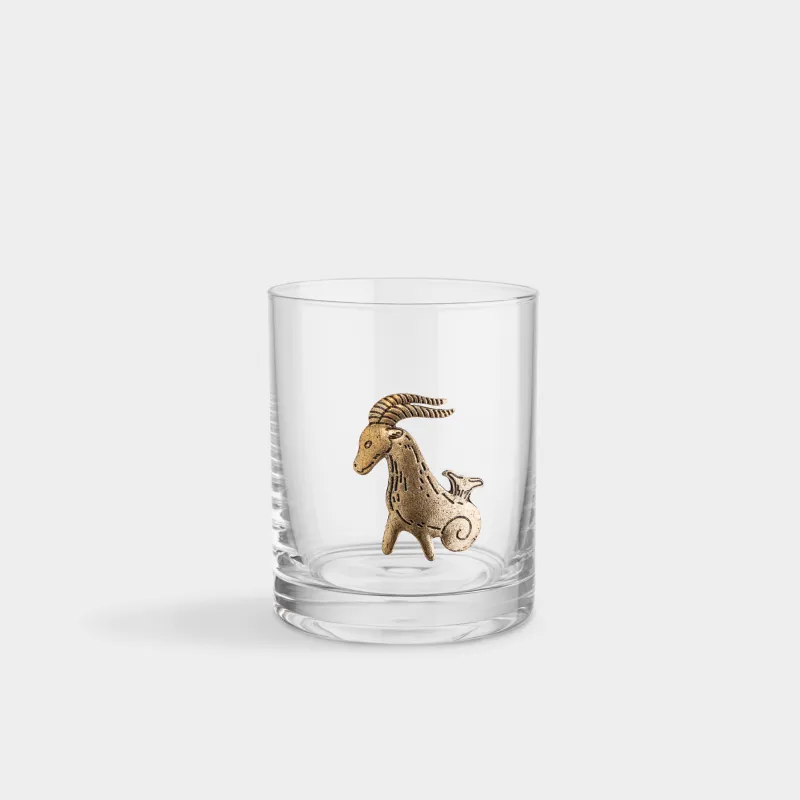 Стакан для виски, 10 см, 340 мл, стекло/металл, золотистый, Козерог, Zodiac