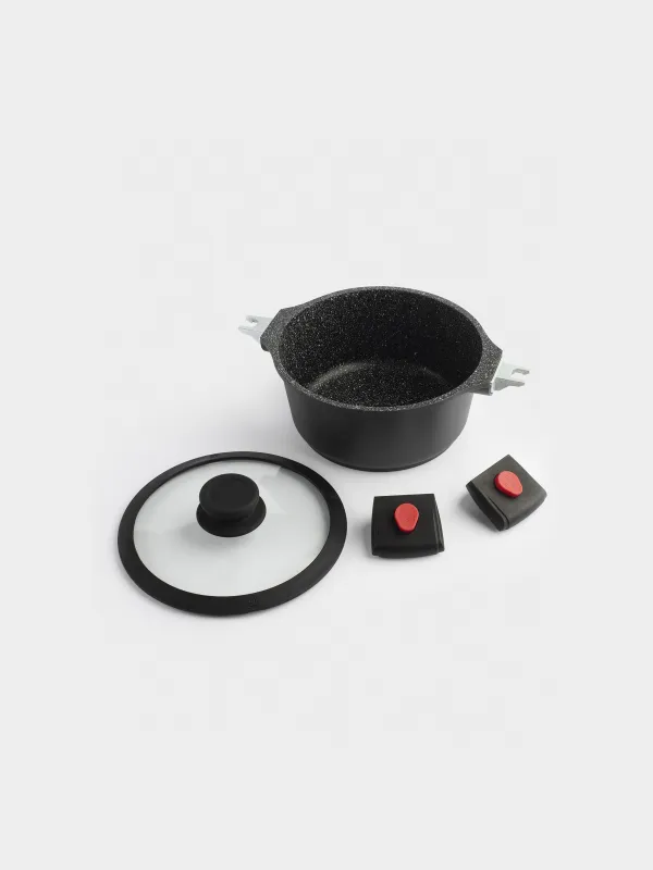 Кастрюля, 20 см, 2,5 л, с крышкой, съемные ручки, с покрытием, алюминий, Solution Red 2, image-5