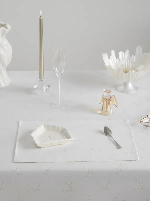 Салфетка под приборы, 30х45 см, жаккард, полиэстер, молочная, Банты, Jacquard bow, image-1