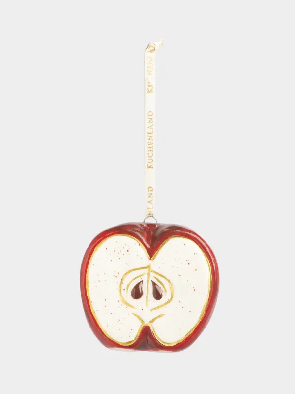 Игрушка елочная, 7 см, керамика, красно-золотистая, Яблоко, Fruits, image-3
