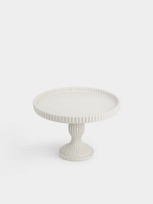 Блюдо на ножке, 23х16 см, полирезин бежевое, Antic, image-1