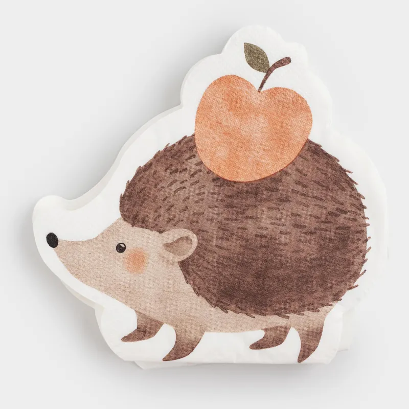 Қағаз майлықтар, 28х32 см, 20 дана, бұйра, қоңыр, Кірпі, Forest animals