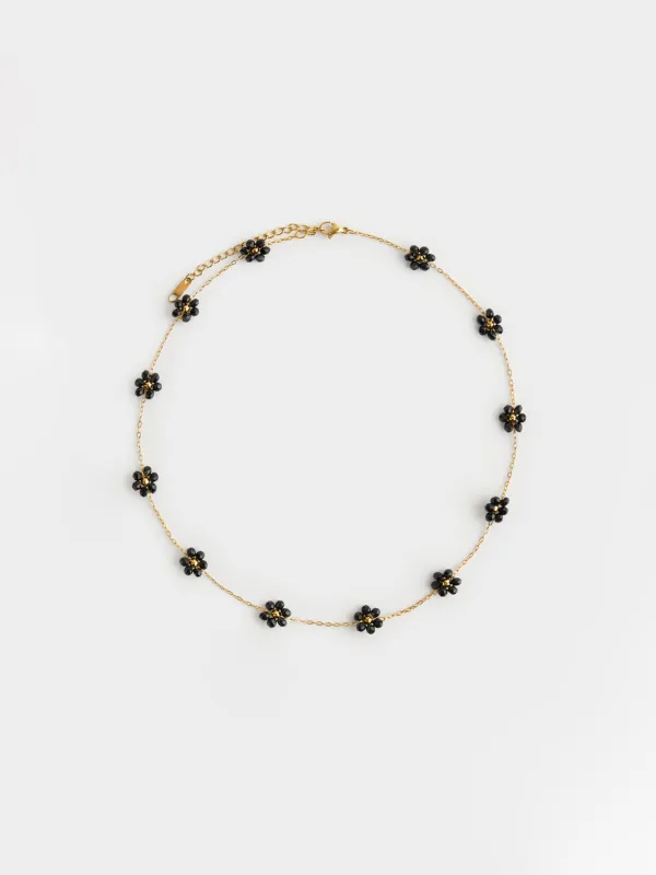 Шынжыр, 45 см, металл/шыны, алтын түстес, Гүлдер, Jewelry flower, image-0