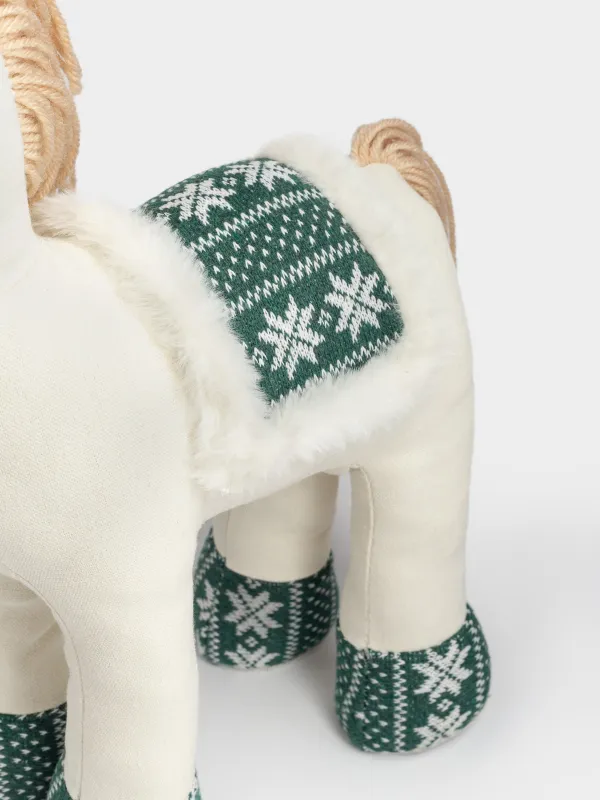 Игрушка, 35 см, мягкая, с подвижными лапами, полиэстер, бежево-зеленая, Лошадка, Horse toy, image-3