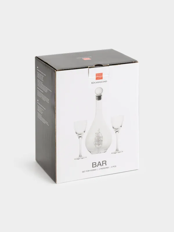 Набор для водки, 2 перс, 3 пр, графин/рюмка, стекло, Корабль, Bar, image-7