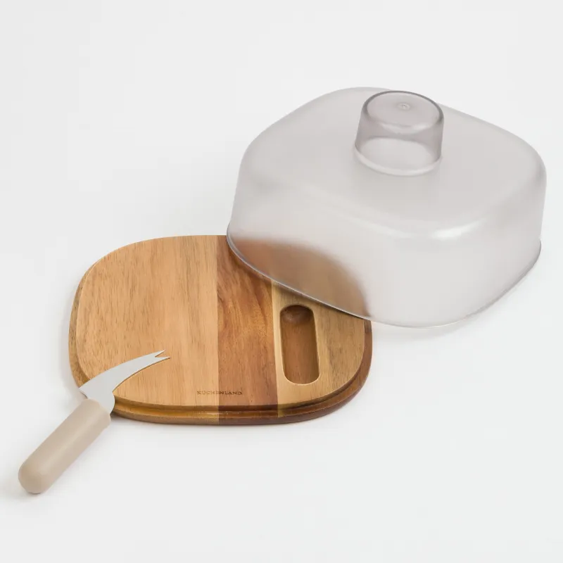 Набор для сыра, 3 пр, доска-блюдо/купол, сталь/дерево/пластик, Noble tree, image-1