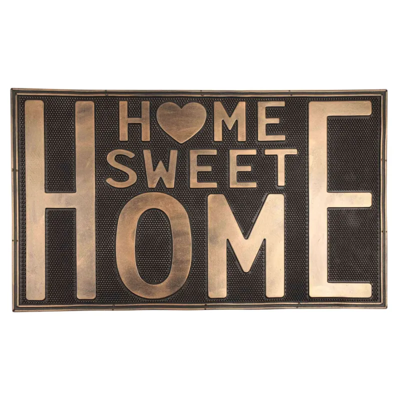 Есік төсеніші, 45х75 см, резеңке, қола қара, Sweet home, Home deco