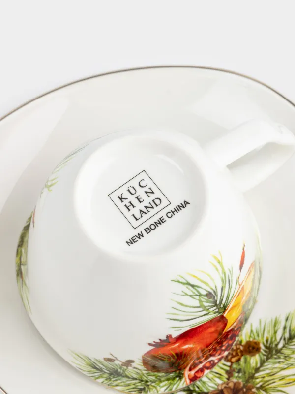 Шай жұбы, 1 адам, 2 зат, 250 мл, фарфор N, ақ, алтын жиектері бар, Анар мен апельсин, Christmas miracle, image-5