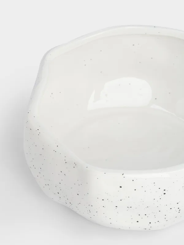 Жеміс вазасы, 22х10 см, керамика, сүт түстес, дақты, Жиегі тегіс емес, Crumple speckled, image-2