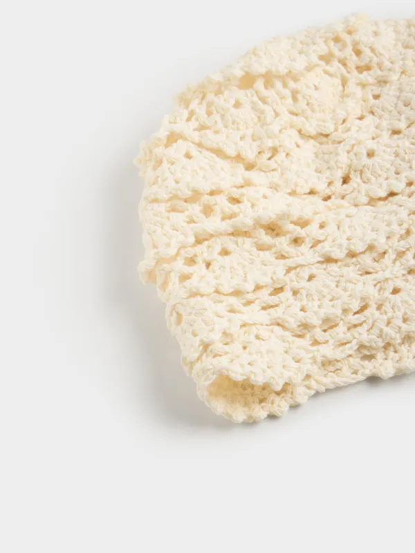 Панама женская, 57 см, единый размер, с рюшами, хлопок, молочная, Knitting lace, image-1