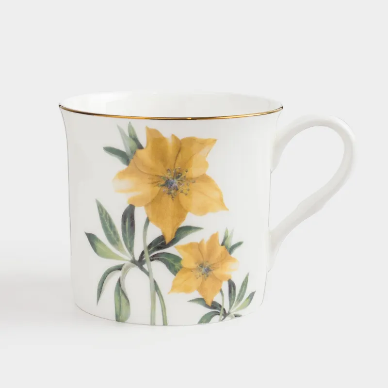 Кружка, 330 мл, фарфор F, белая, с золотистым кантом, Морозник, Bloome, image-0