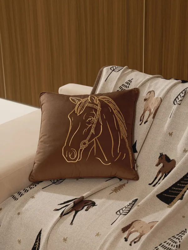 Подушка декоративная, 45х45 см, с бисером, Лошадь, Horse, image-6