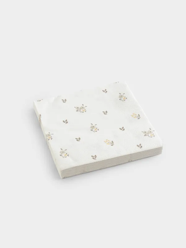 Қағаз майлықтар, 33х33 см, 20 дана, төртбұрышты, ақ, Винтажды гүлдер, La flore, image-1