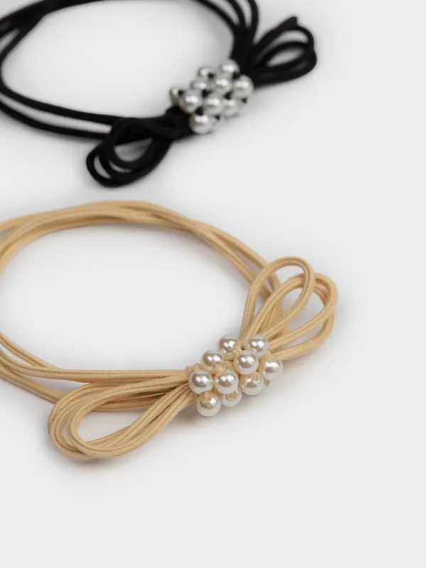 Шаш резеңкелер жинағы, 5 см, 2 дана, пластик/полиэстер, қара/сарғылт-қоңыр, Gracile, image-1