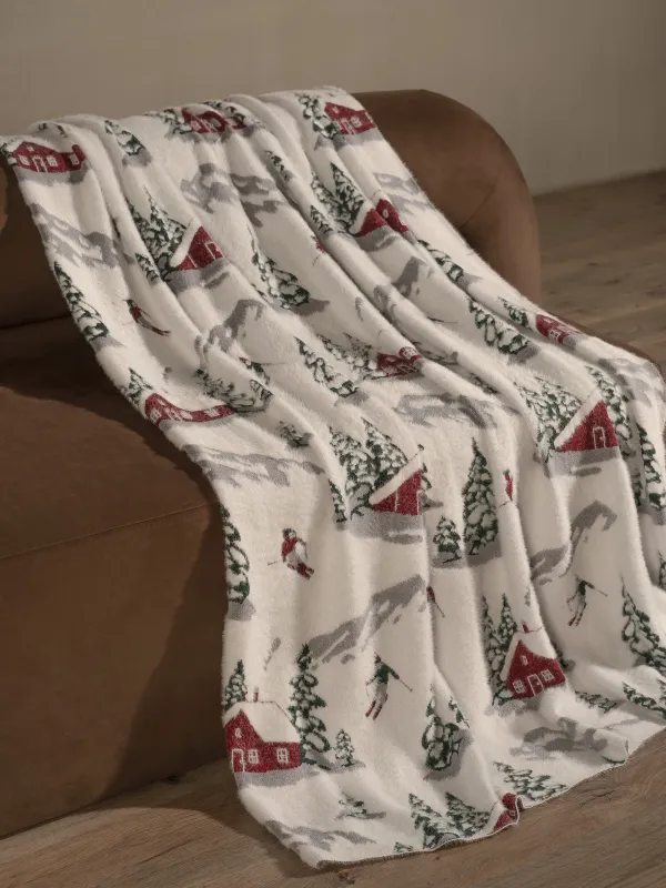 Плед, 130х170 см, хлопок/нейлон, молочно-красный, Лыжники и дома, Morne, image-4