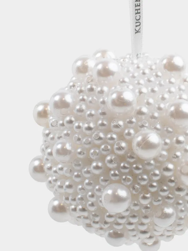 Игрушка елочная, 8 см, пенопласт/пластик, молочная, Шар в бусинах, Ball sparkle, image-1