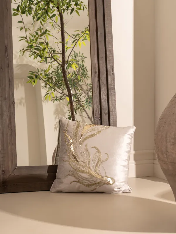 Сәндік жастық, 50х50 см, барқыт/моншақ, сарғылт-қоңыр, Балық, Goldfish, image-8