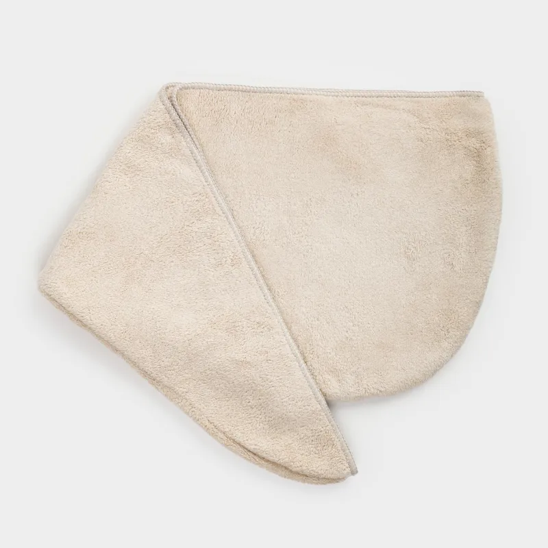 Полотенце-тюрбан для волос, 60х23 см, флис, бежевое, Showy, image-1