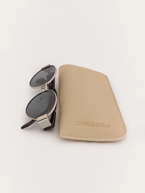 Күннен қорғайтын көзілдірік, металл/пластик, сопақ, күміс-сұр, Round, image-2