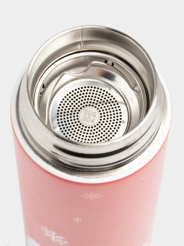 Термос, 500 мл, болат/пластик, қызыл, Қымбатты Санта, Joy, image-1