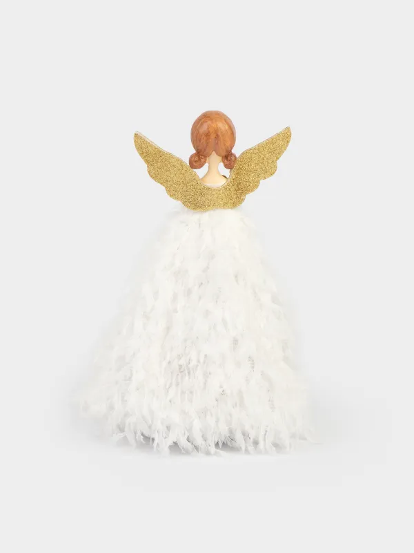 Сәндік бұйым, 24 см, жарықтандырылған, полиэстер/пластик, ақ-алтын, Angel Statuette, image-1