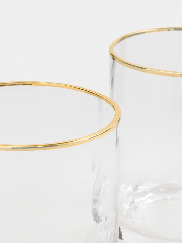 Стакан для виски, 300 мл, 2 шт, с золотистым кантом, Ripply gold, image-3