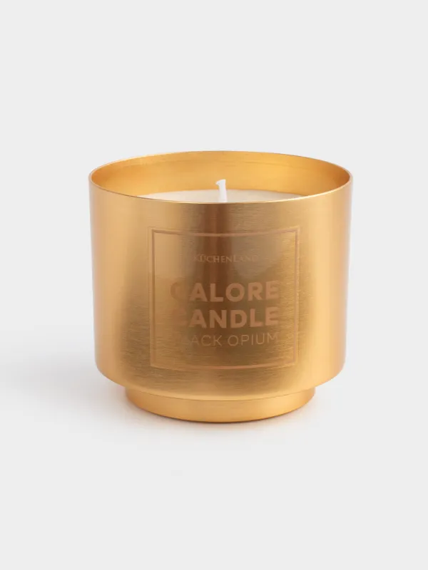 Хош иісті шам, 8х7 см, шам ұстағышта, металл, алтын түстес, Black Opium, Galore candle, image-1