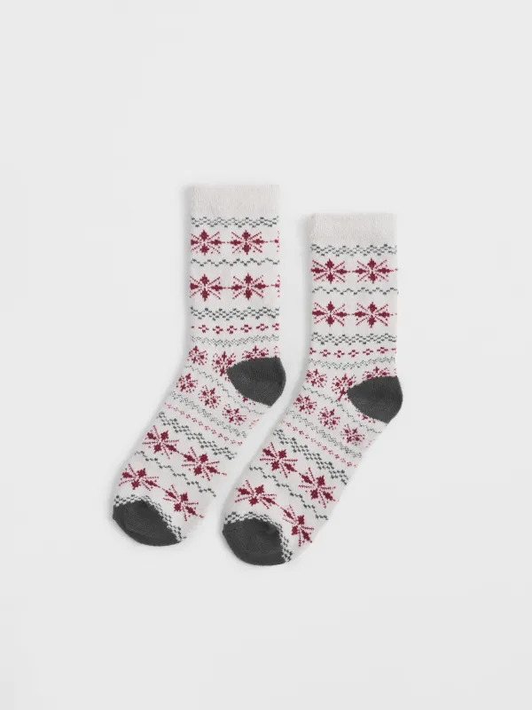 Әйелдер шұлықтары, өлшемі 36-38, полиэстер, сүт түстес және жасыл, Қысқы өрнек, Fleece, image-0